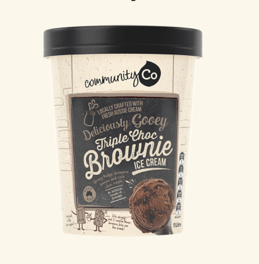 Community Co Triple Chocolate Brownie Ice Cream 1L