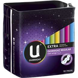 U By Kotex Extra Overnight Regular 10pk